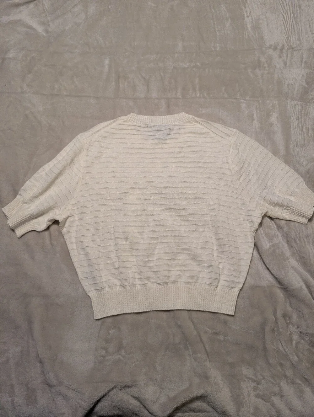 Frye Women's Short Sleeve Ribbed Cream Colored Sweater NWT Large - Picture 8 of 8
